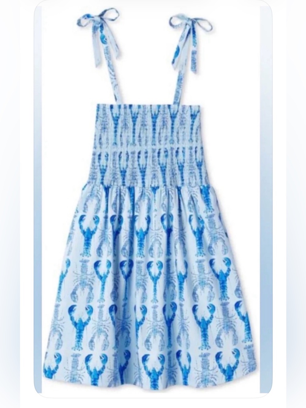 Classic Prep Blue and White Smocked Sundress with Lobster Print